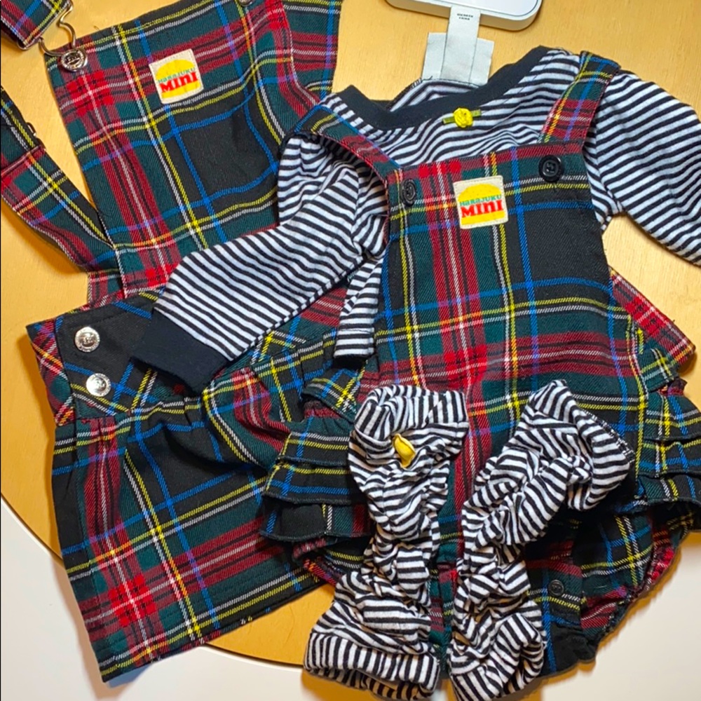 Harajuku mini plaids and stripes coveralls romper